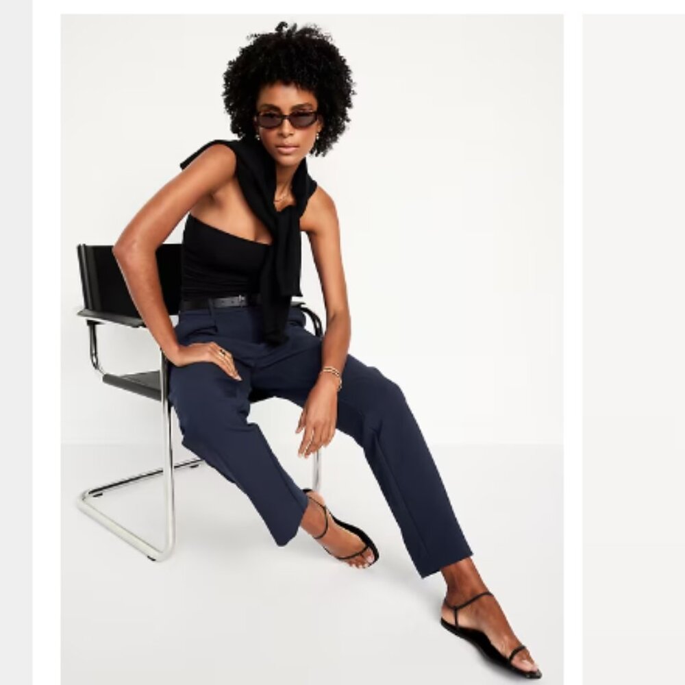 NWT Old Navy High-Waisted Taylor Wide-Leg Navy Trouser Suit Pants Large Tall